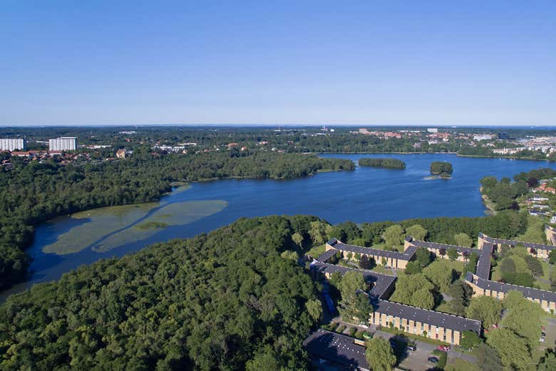 Aerial view of the lake