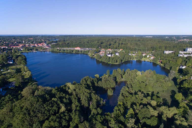 Bird's eye view of Furesø and Vejlesø lakes
