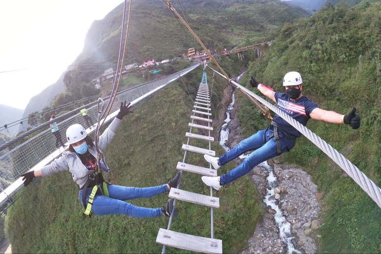crossing thr tibetan bridge