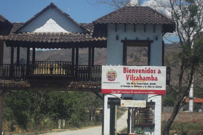 Cartel de bienvenida a Vilcabamba