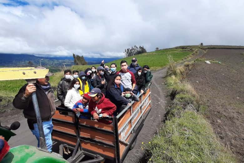 Ride in a fun trailer to the trailhead