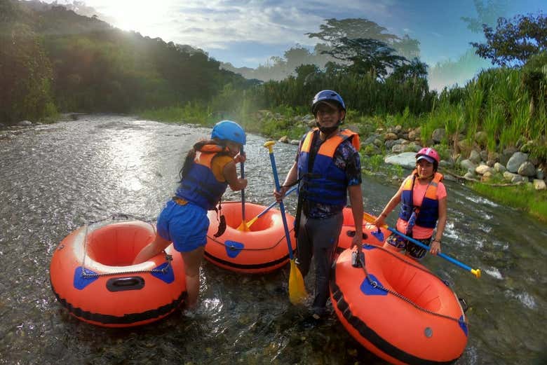 Enjoying the tubing activity on the Mindo River