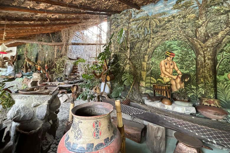 Interior de uma das cabanas