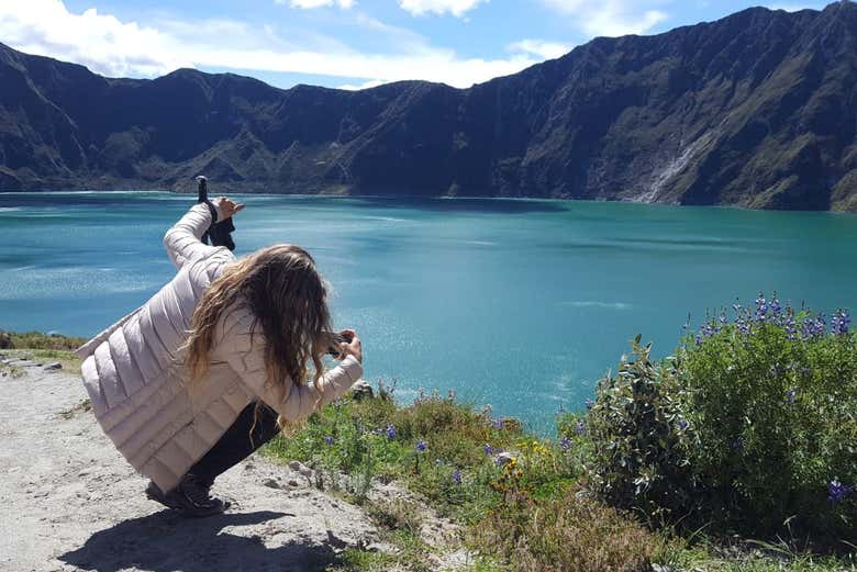 Taking photos of the lagoon