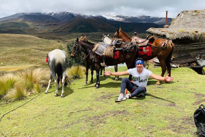 Taking photos with the horses