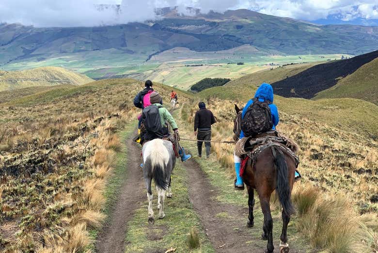 Horseback riding along Chimborazo's trails