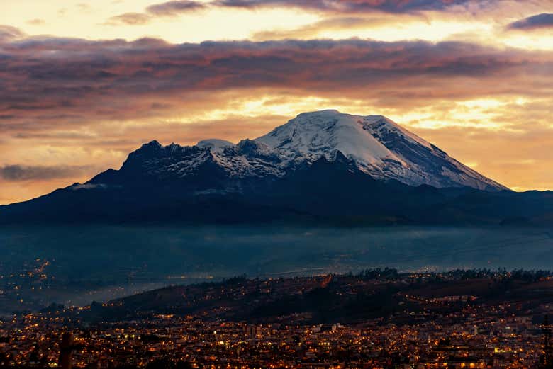 Vista del Chimborazo al tramonto