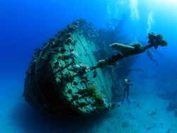 Diving around a sunken boat