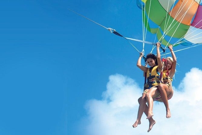 Enjoying parasailing over the Red Sea