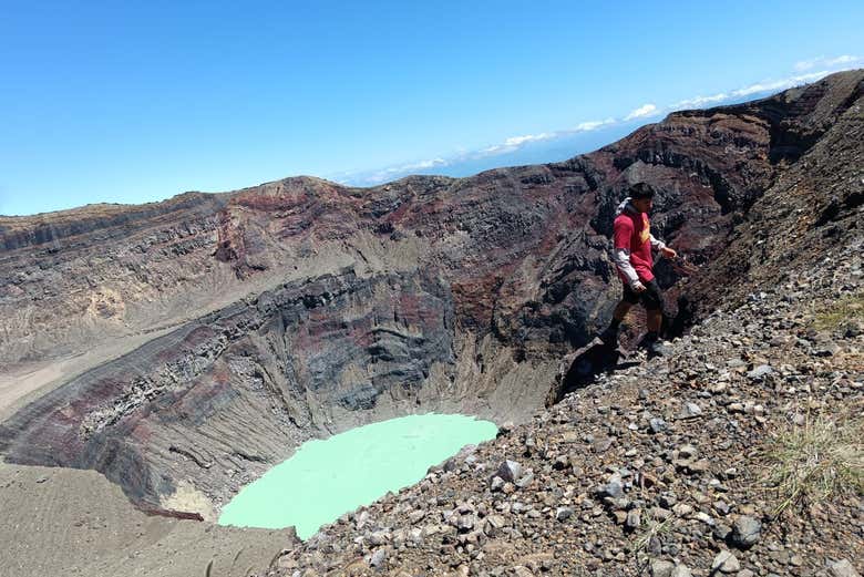 Admire the turquoise lagoon at the summit!