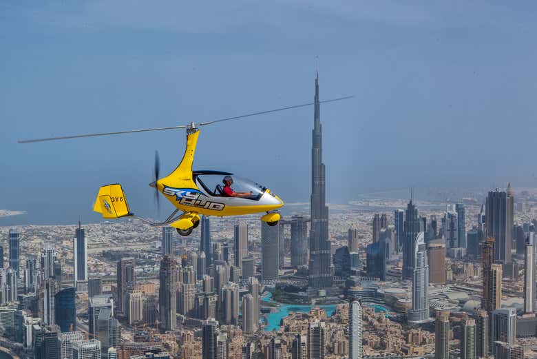 You'll see the Burj Khalifa from the gyrocopter