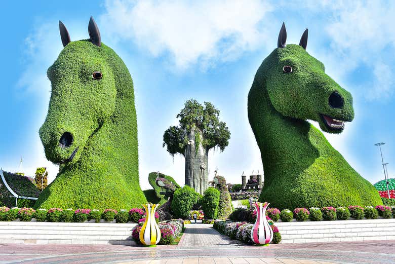 Escultura floral en el Dubai Miracle Garden