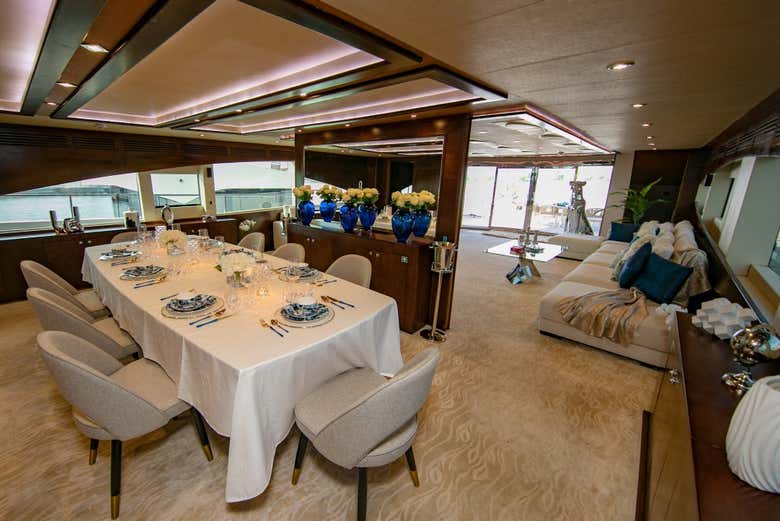 Inside the yacht