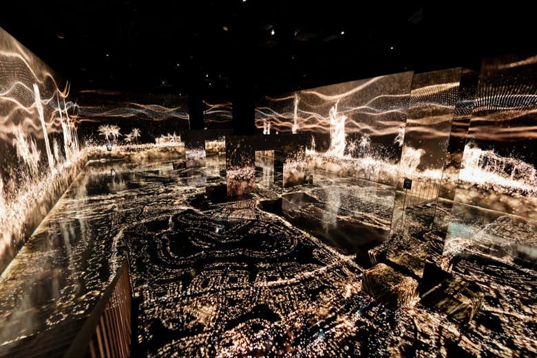 Na exposição com luzes de Dubai no Jardim