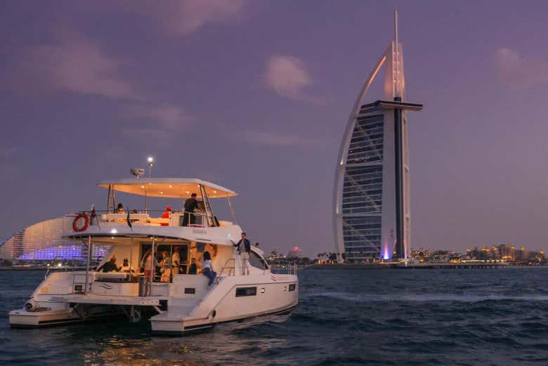 Cruising near the Burj Al Arab at nightfall