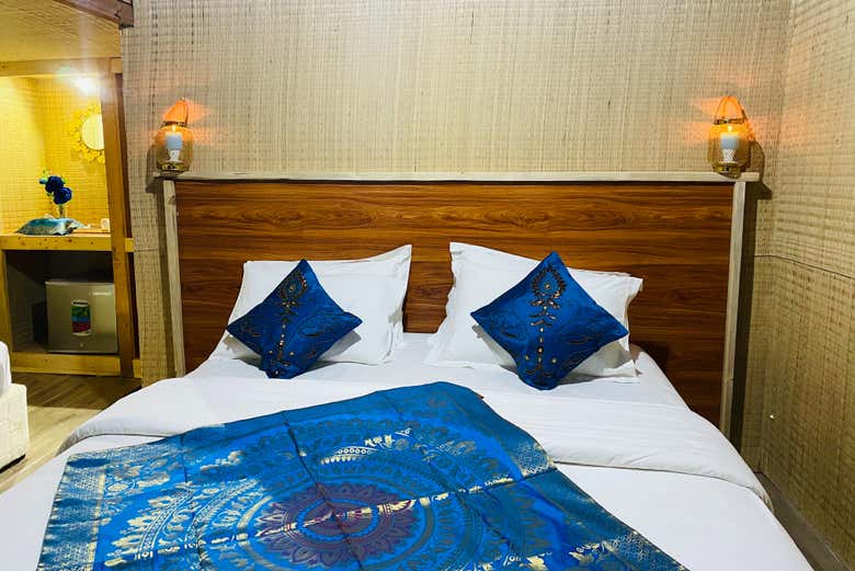 Cama em um haima do Nature View Chalet