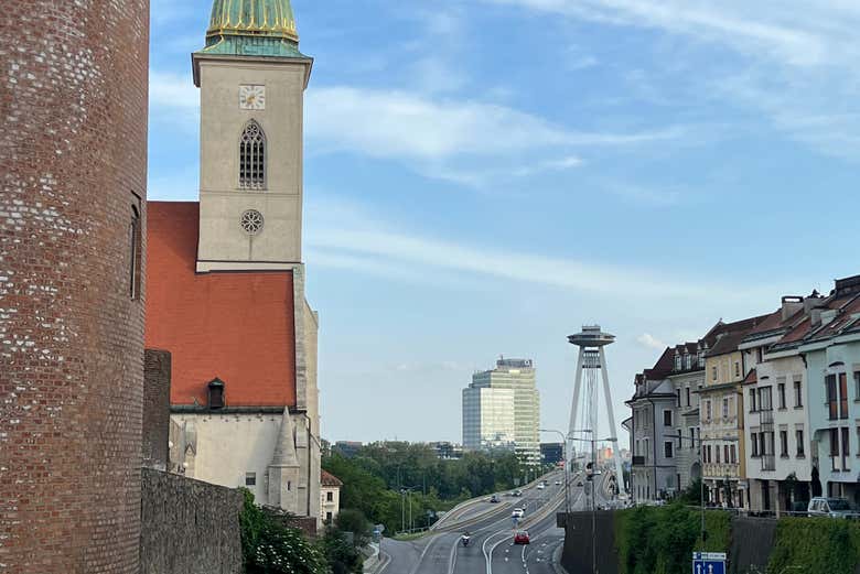 Wander past the colorful facades of Bratislava's historic center