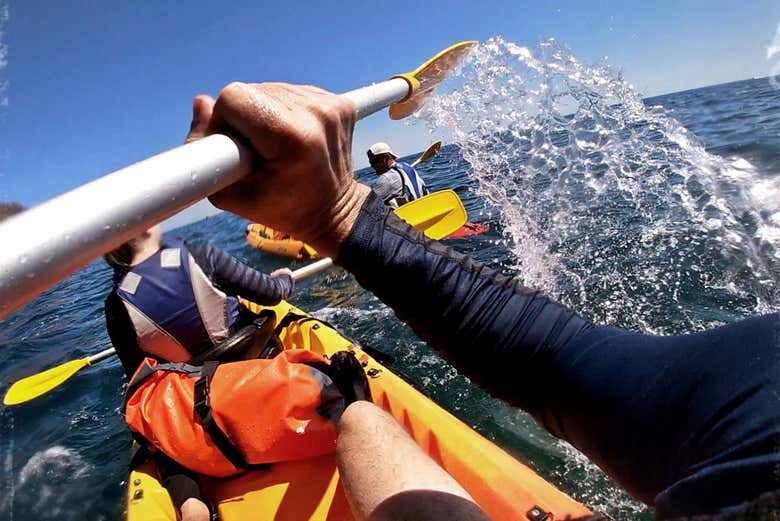 Remando a bordo de los kayaks