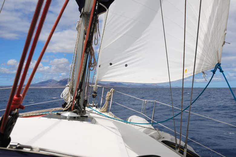Sailing along the Almeria Coast by boat
