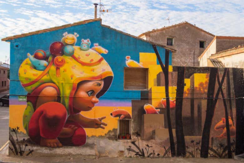 Obra de street art em Alfamén