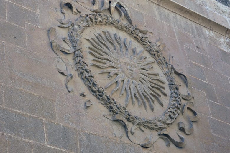 Details on the façade of Almería Cathedral