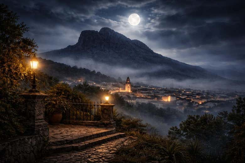 Antequera al caer la noche 