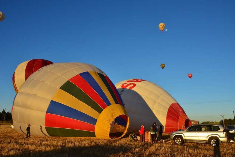A punto de comenzar el paseo en globo por Aranjuez