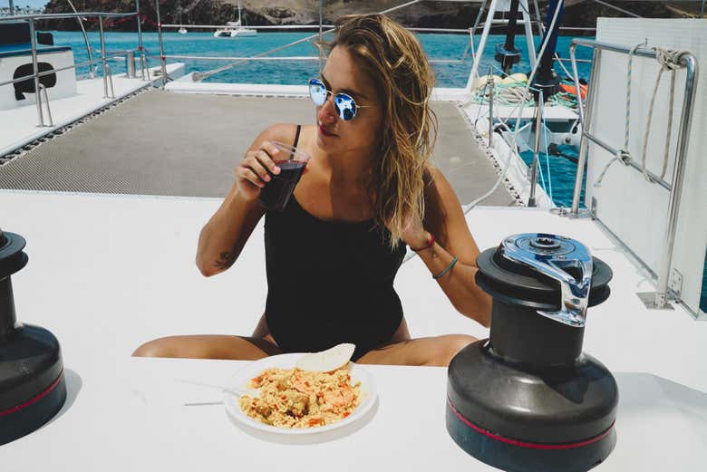 Degustando una deliziosa paella