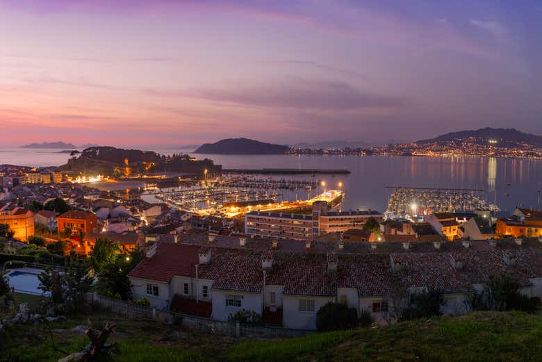Baie de Baiona au coucher du soleil