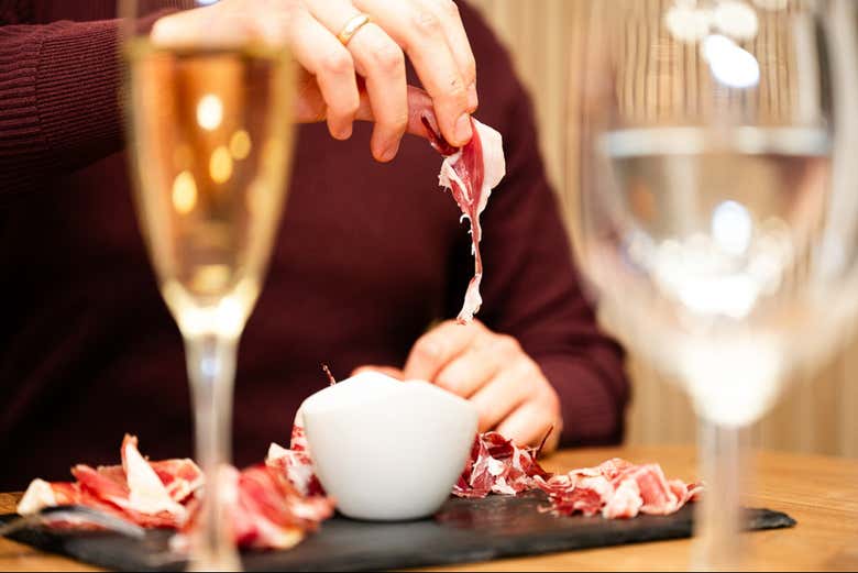 Provando jamón na Masterclass