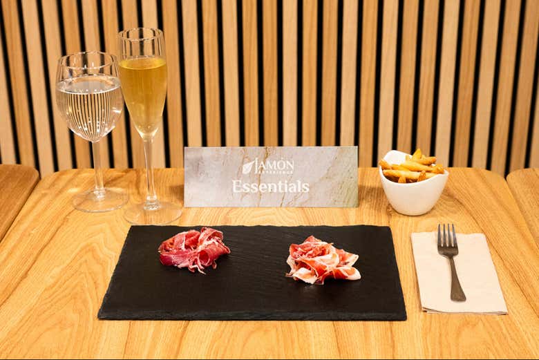 Tudo preparado para a degustação ibérica de 30 minutos