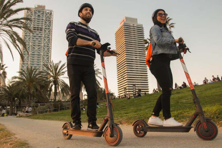 Enjoying the scooter tour