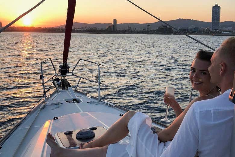 Disfrutando de una romántica puesta de sol