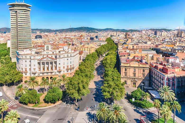 Panoramica aerea del viale della Rambla