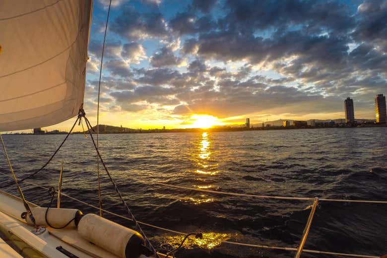 Watch the sun set over Barcelona