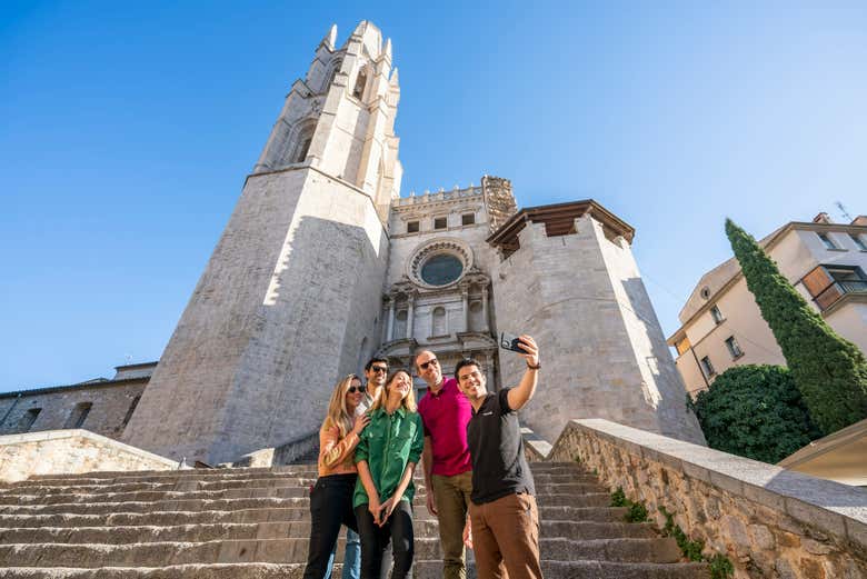 Selfie frente a la catedral de Gerona