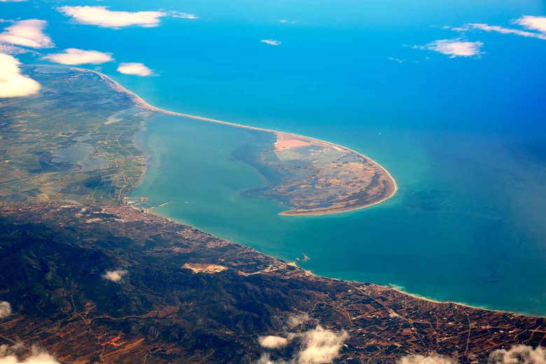 Vista aéra do Delta do Ebro