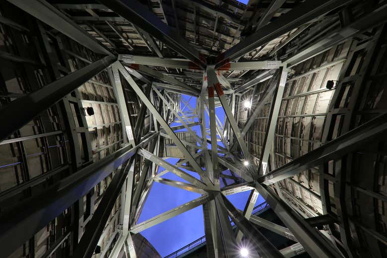 Explore the complex geometric interior of the atrium