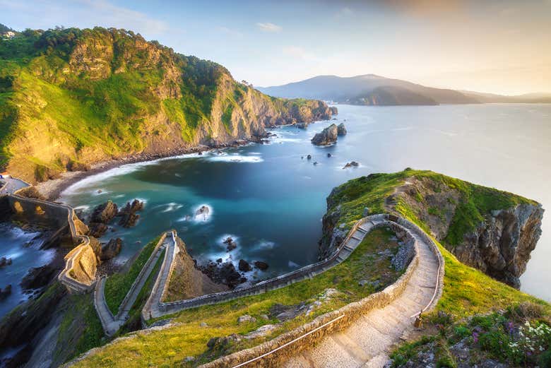 Admiring the view from Gaztelugatxe Bridge