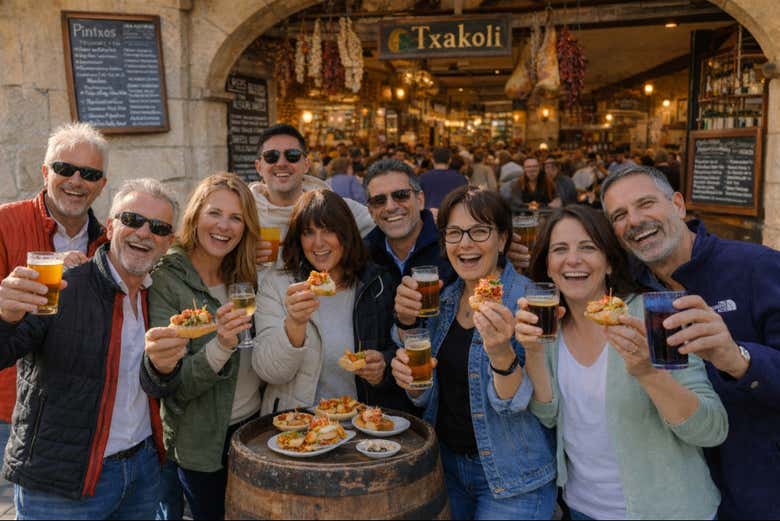 Probando los famosos pintxo