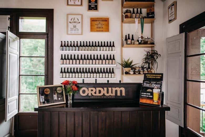 La entrada a la visita guiada por la fábrica de cerveza Ordum