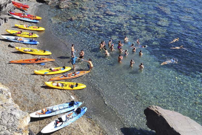 Disfrutando de la parada para hacer snorkel