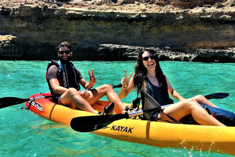 Disfrutando de los kayaks