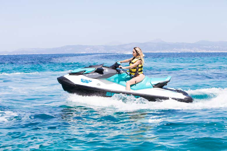 Enjoying the jet ski tour