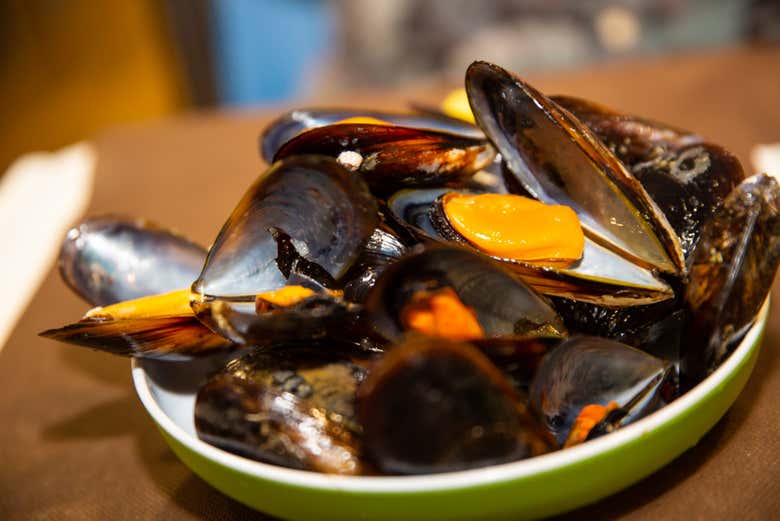 Moules cuites à la vapeur