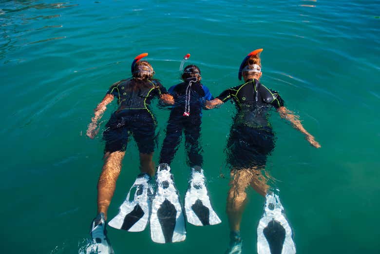 Swimming in the waters of Caleta de Fuste