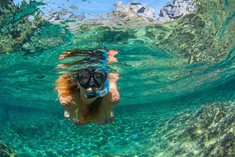 Praticando snorkel em Caleta de Fuste