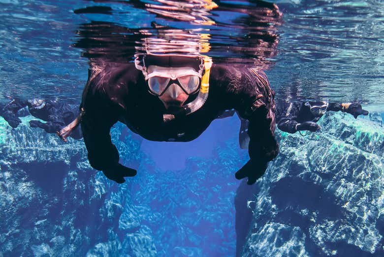 Enjoying the snorkeling activity