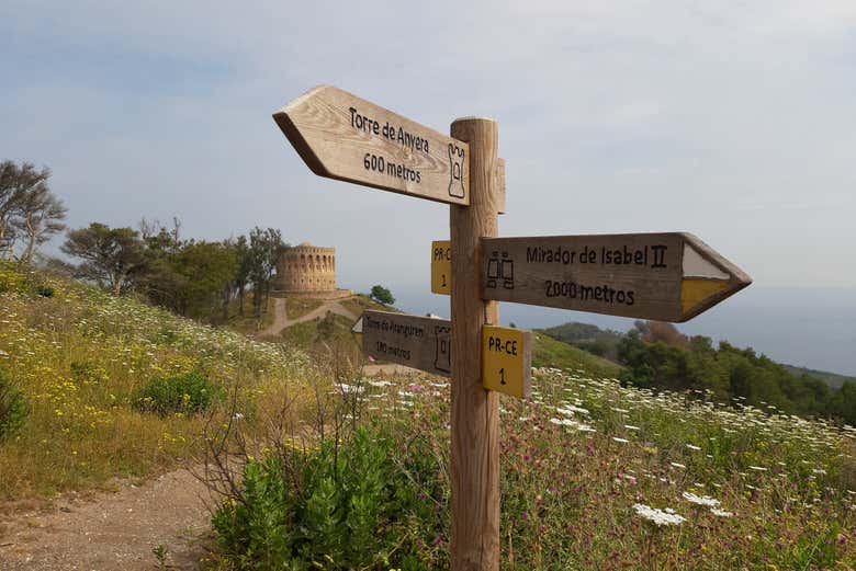Carteles de la ruta de senderismo