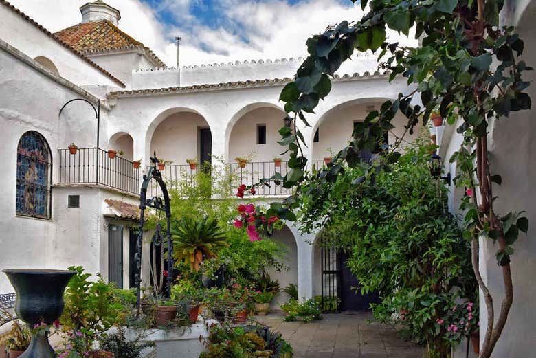 Patio con flores y fachadas encaladas